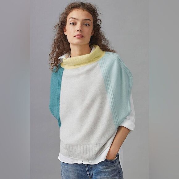 Anthropologie Daily Practice Cashmere Cowl Neck Colorblock Sweater size Small - Picture 1 of 9